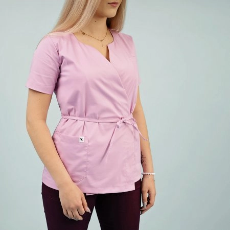 Meclo bluza medyczna damska wiązana różowa ULA