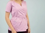 Bluza medyczna damska na wiązanie ULA różowa